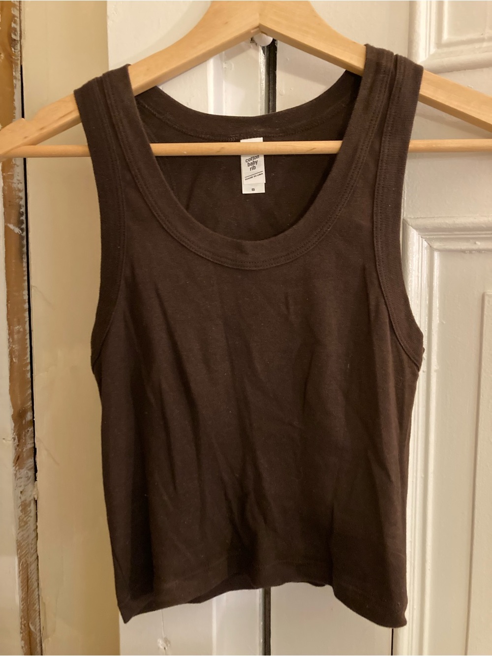 Los angeles apparel sporty baby rib crop tank brown s